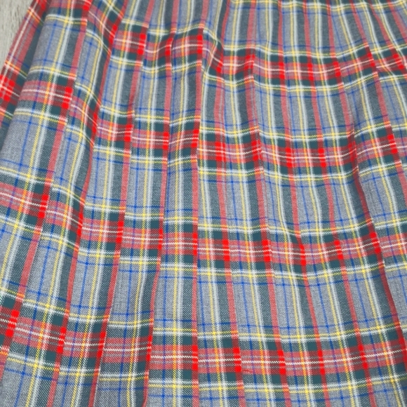 Vintage Bonda Textiles Nova Scotia Wool Tartan Pleated Skirt Sz 14 Fabric Button - Picture 10 of 10